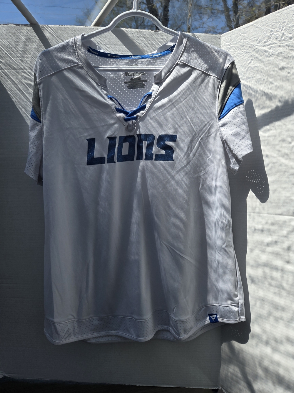 Fanatics White and Blue Women's Lace-Up Football Jersey